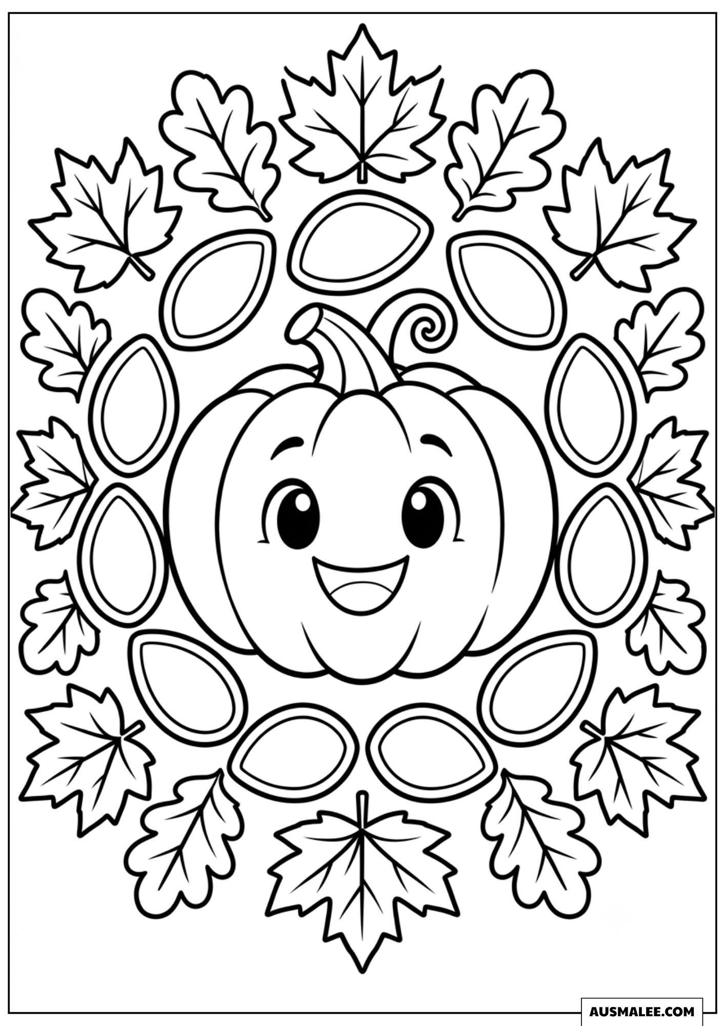 Pumpkin Wreath Unfolding Layers of Leaves Coloring Pages