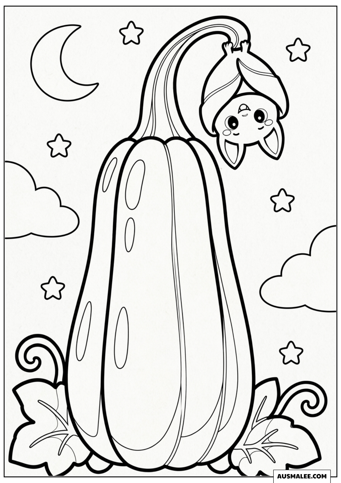 Chubby Bat Hanging Upside Down Coloring Pages