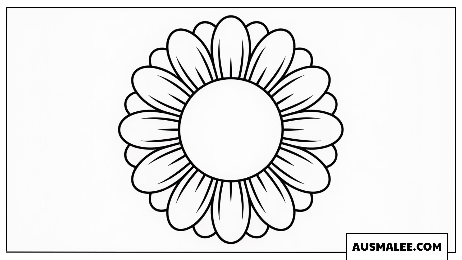 Ausmalbild Einfache Sonnenblume mit großen Blütenblättern