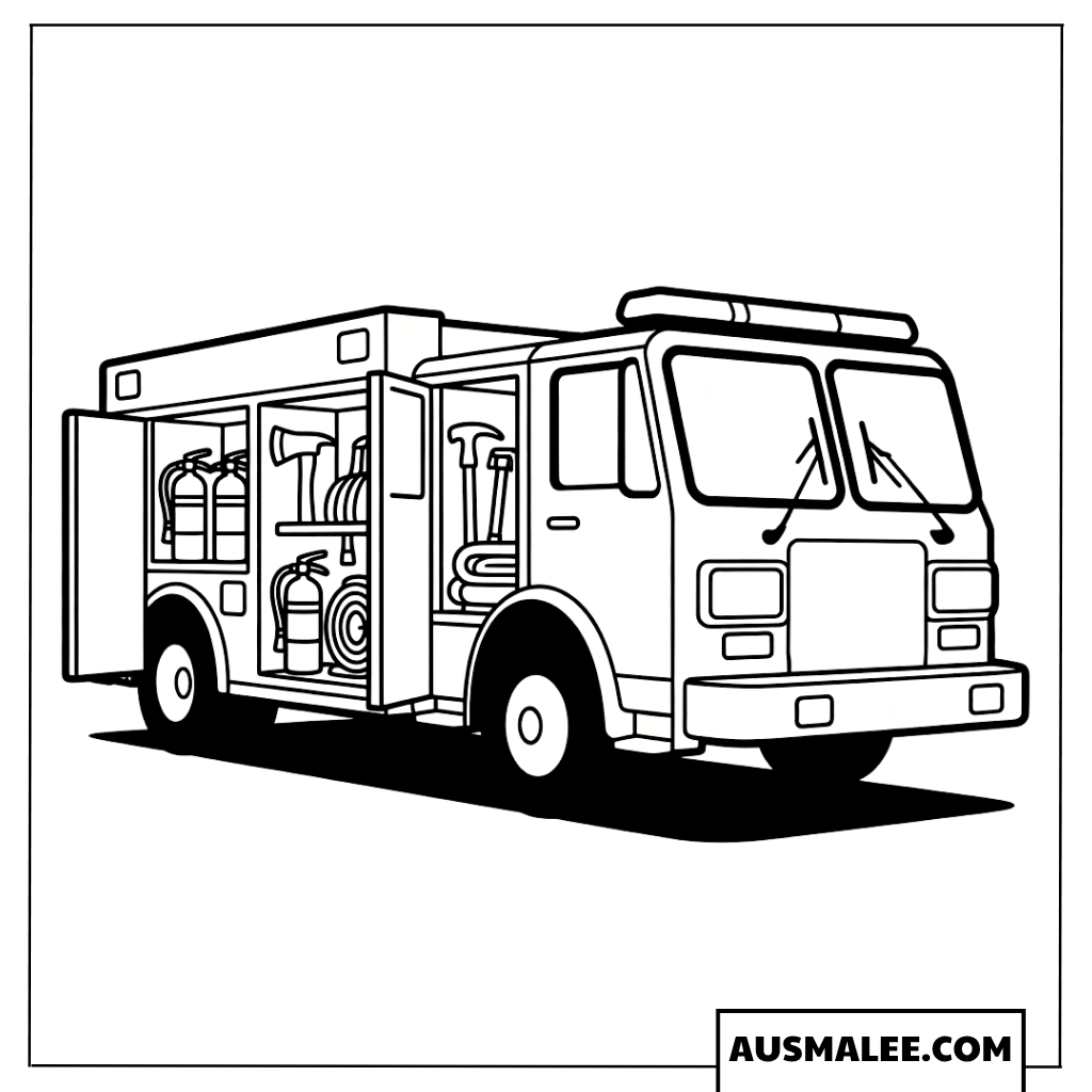 Ausmalbild Feuerwehr-Gerätewagen