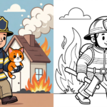 ft - Ausmalbild Feuerwehr brennendes Haus ft