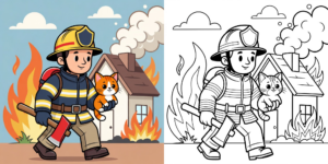 ft - Ausmalbild Feuerwehr brennendes Haus ft