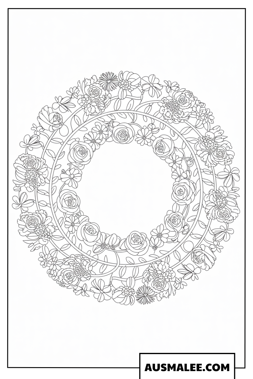 Ausmalbild Florales Mandala im orientalischen Stil
