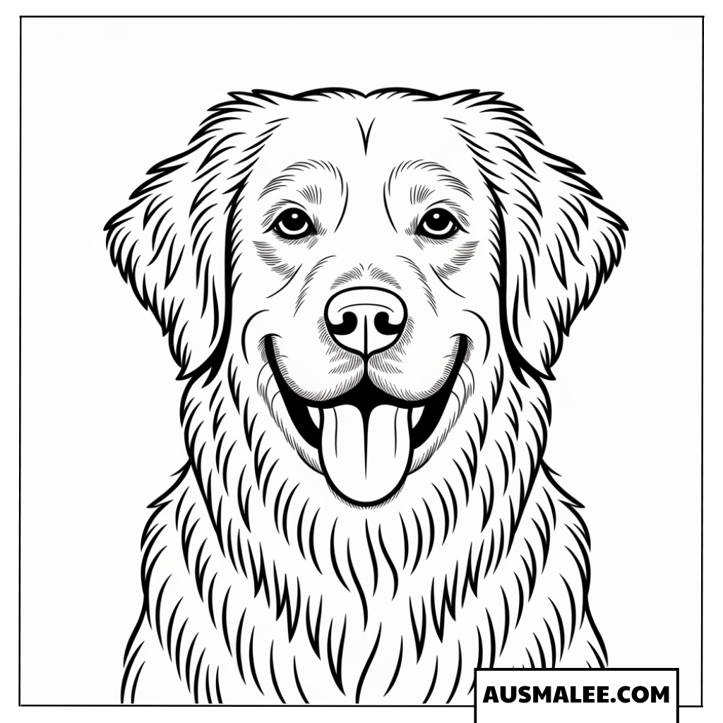 Ausmalbild Fröhlicher Golden Retriever Hund