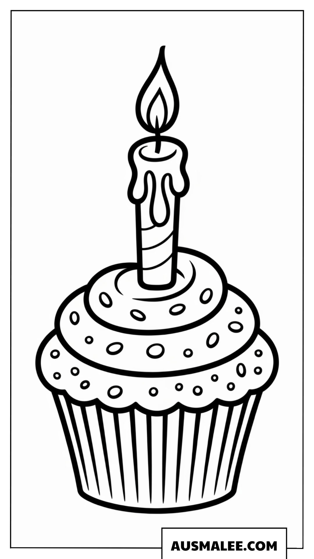Ausmalbild Geburtstags-Muffin mit einer Kerze