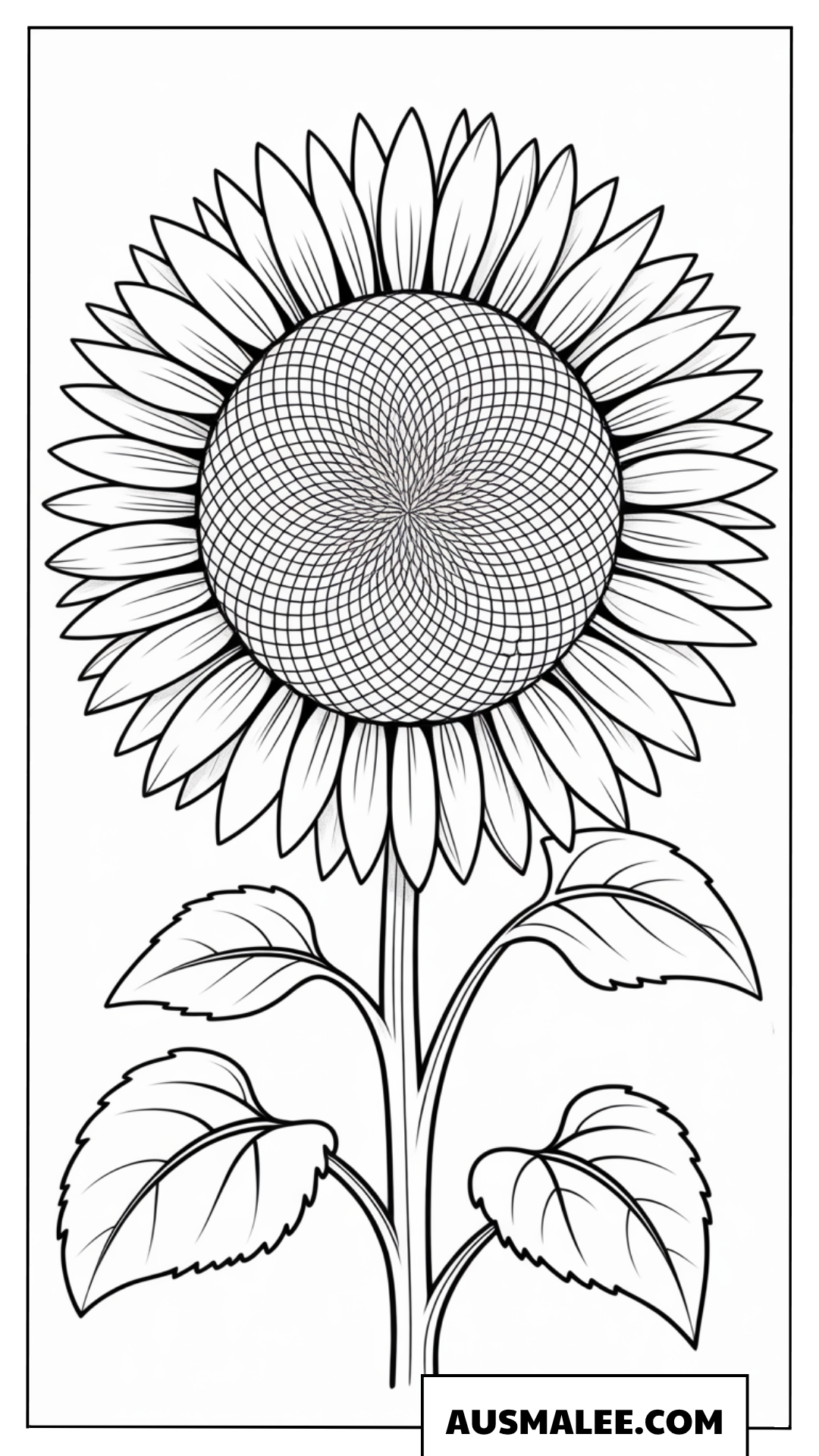 Ausmalbild Große Sonnenblume mit reifen Kernen