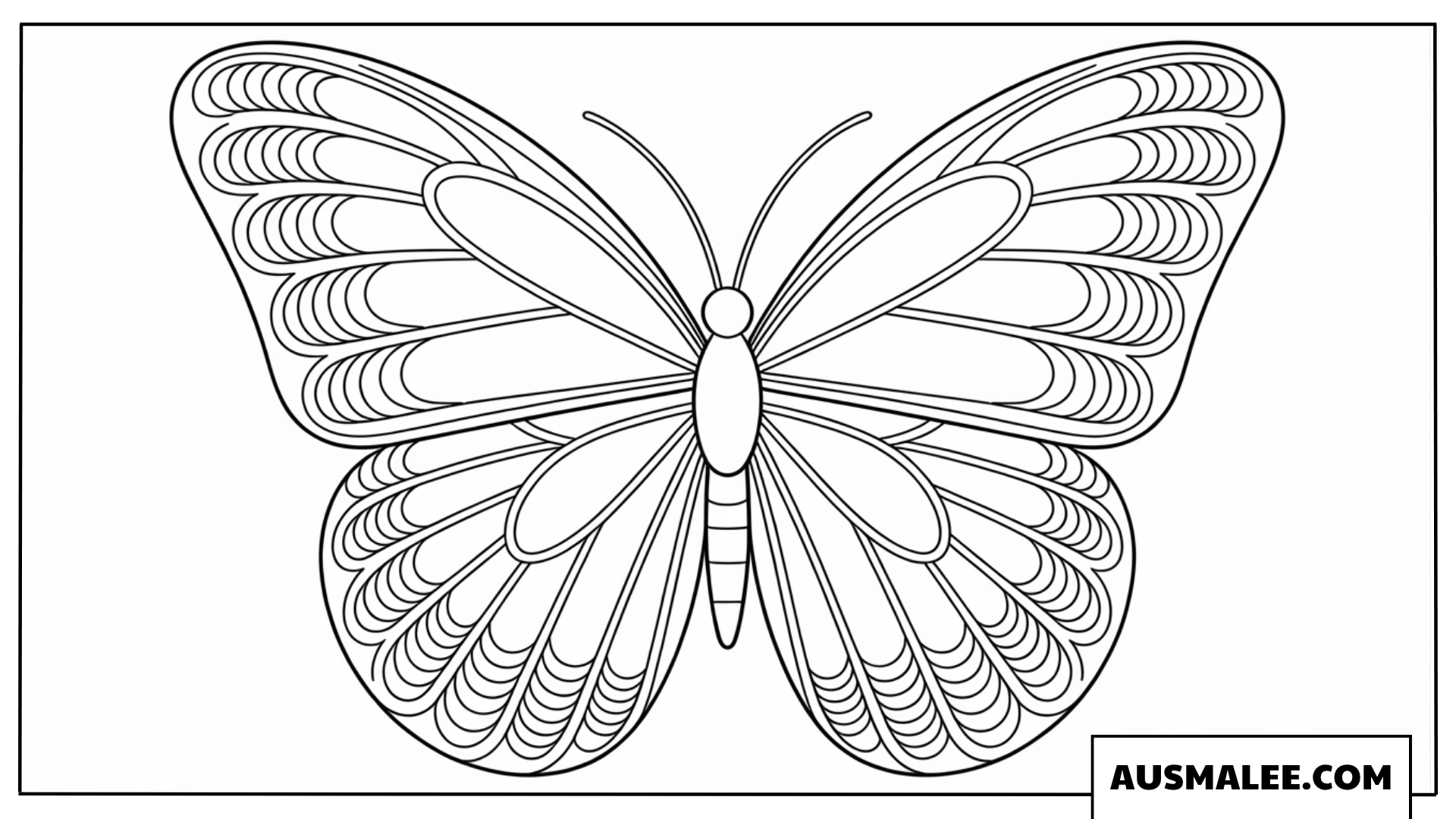 Ausmalbild Großer Schmetterling mit symmetrischen Flügeln