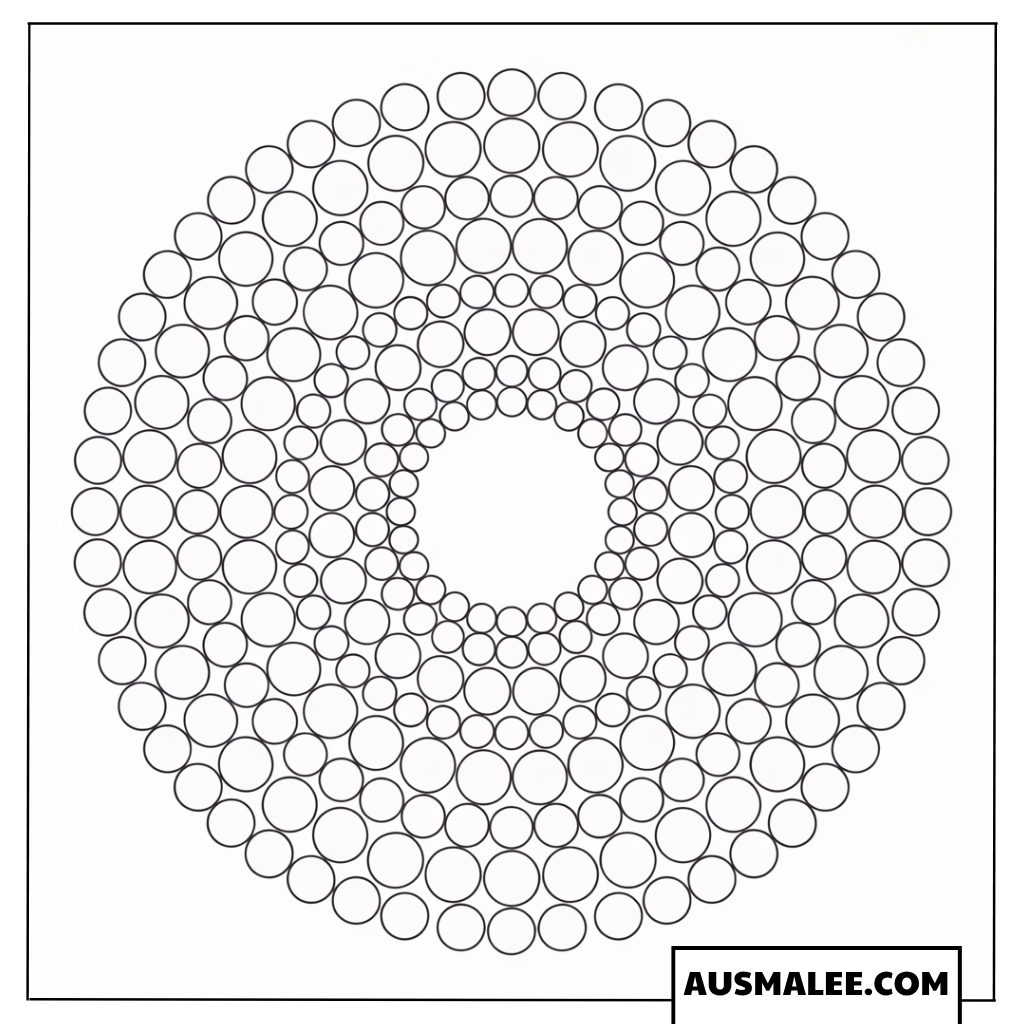 Ausmalbild Großes Punkt Mandala mit dichtem Muster