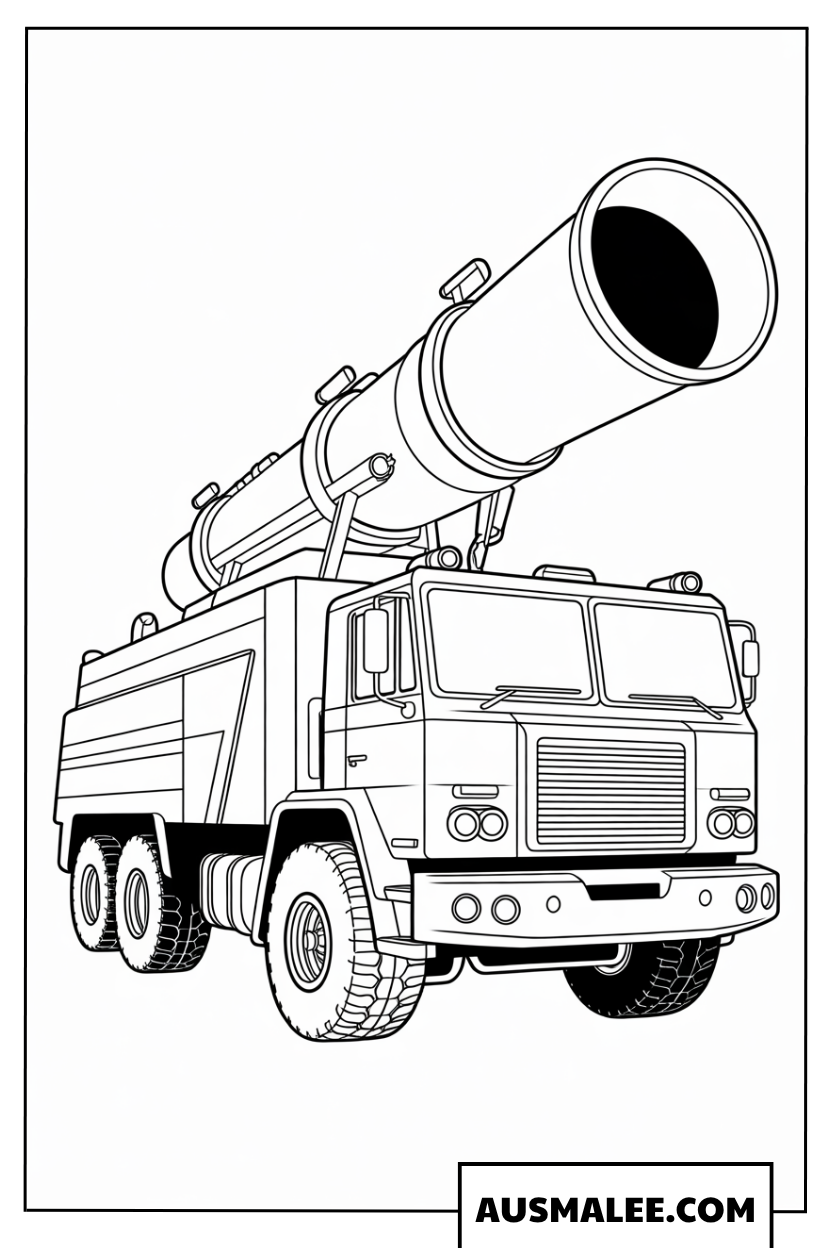 Ausmalbild Großtanklöschfahrzeug mit Wasserwerfer
