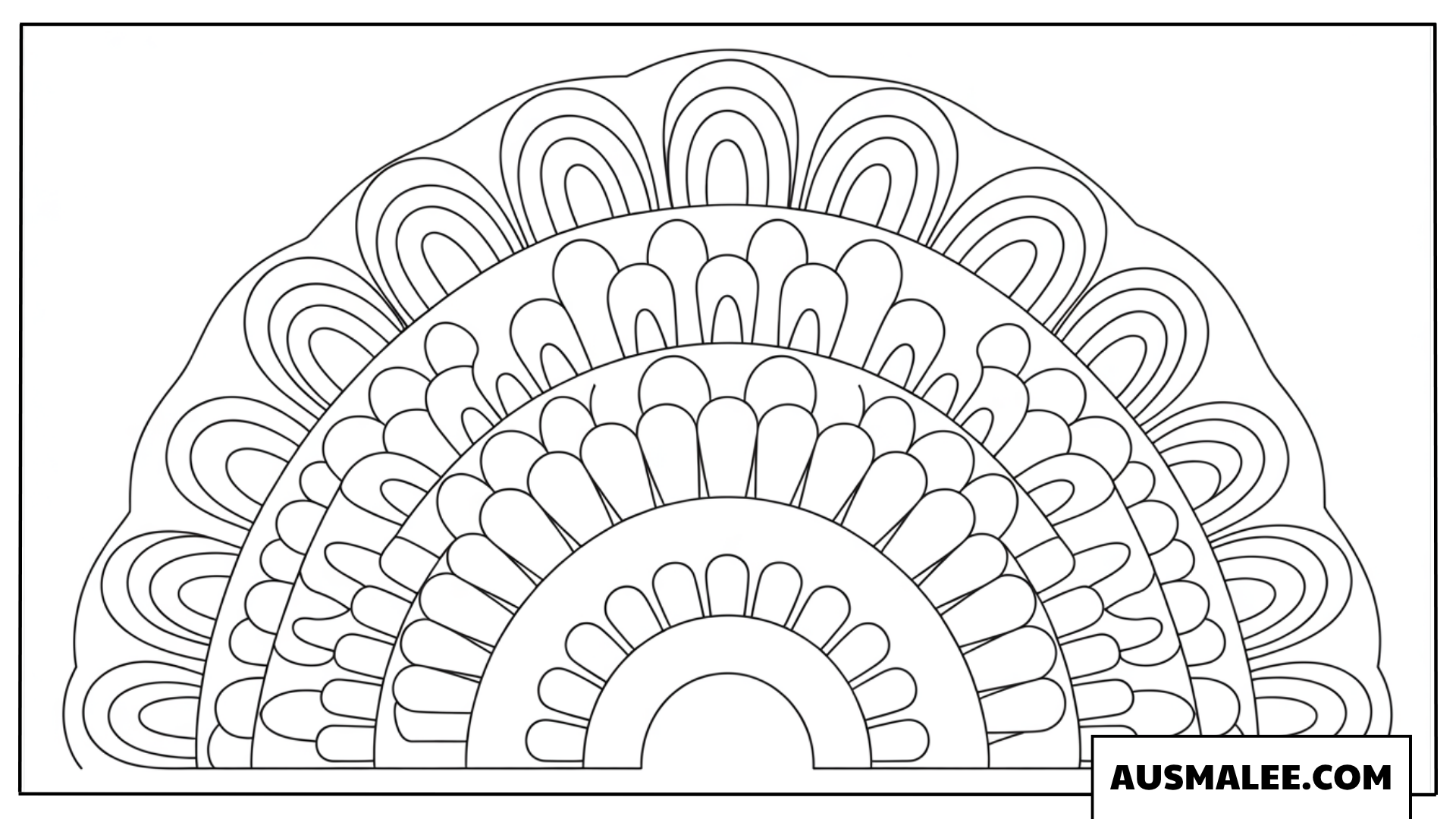 Ausmalbild Halbes Mandala mit eleganten Bögen