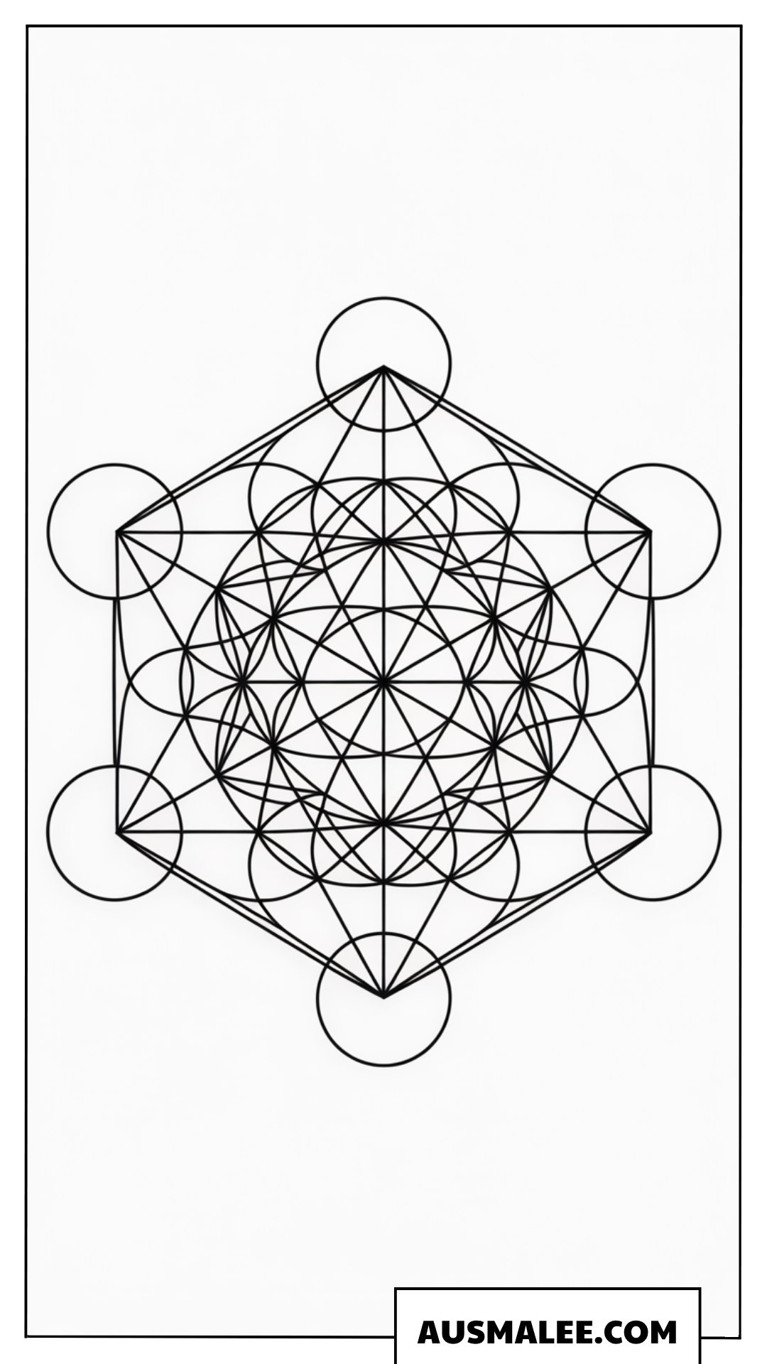 Ausmalbild Heilige Geometrie mit Kreisen und Dreiecken