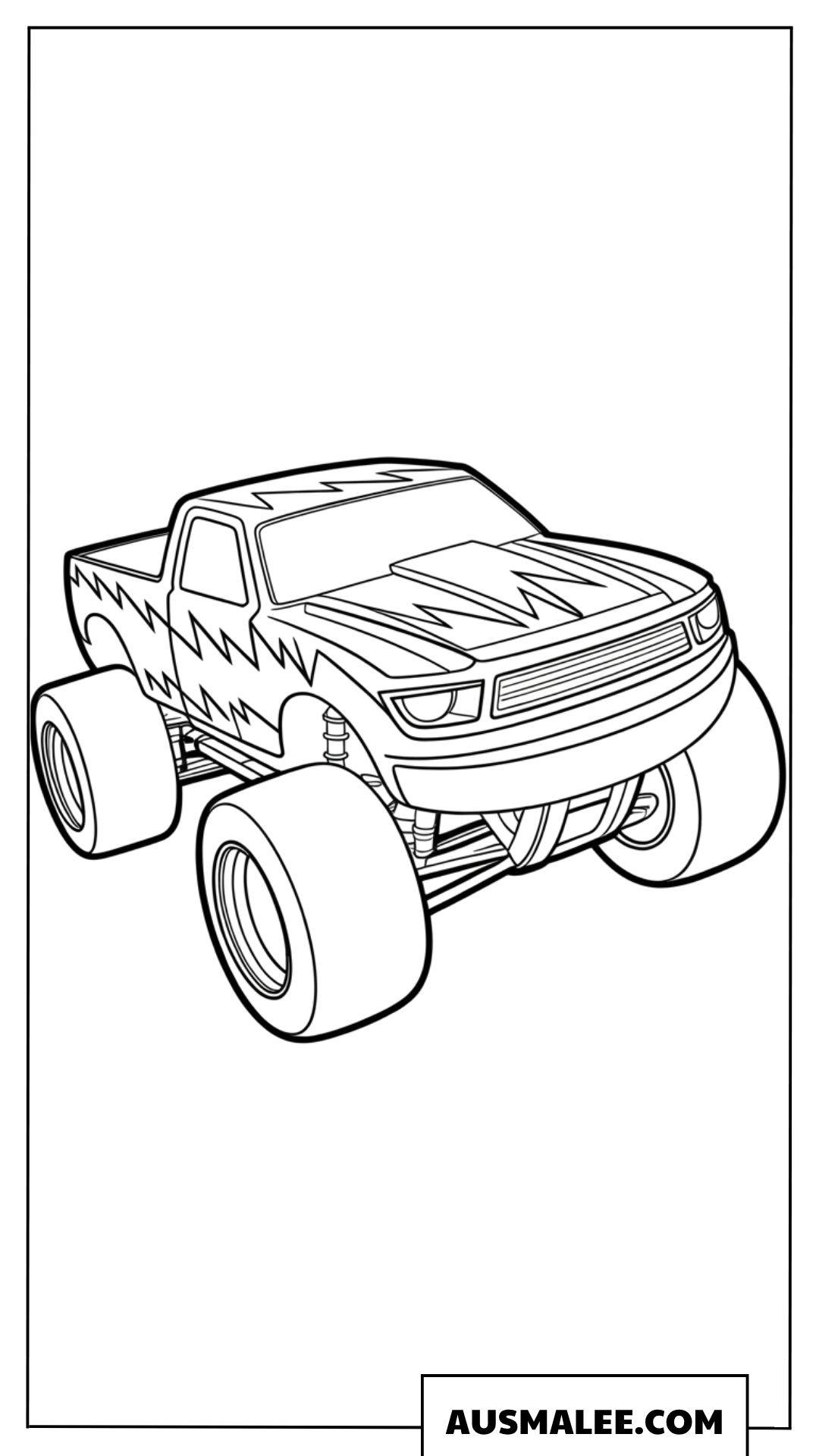 Ausmalbild Hot Wheels Monster Truck Blitz-Design mit Blitzen