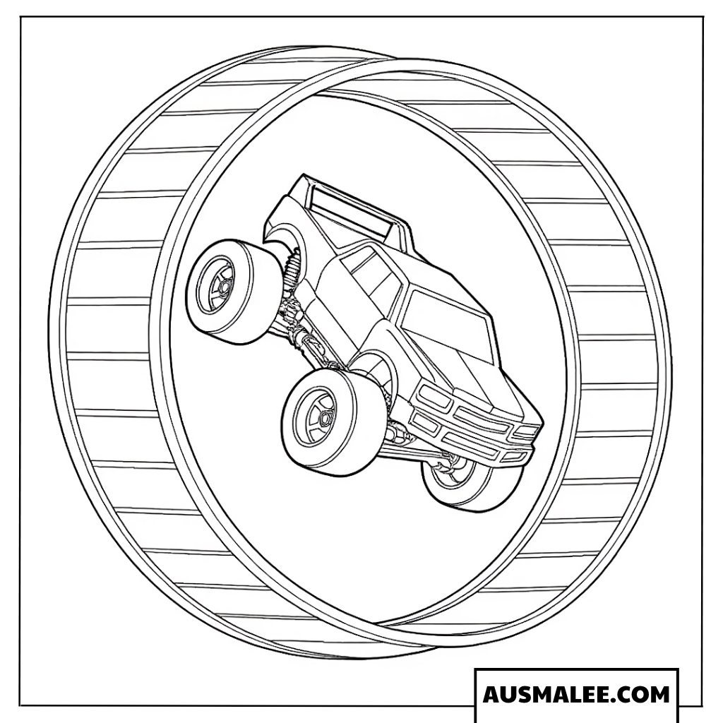 Ausmalbild Hot Wheels Monster Truck im Riesen-Looping
