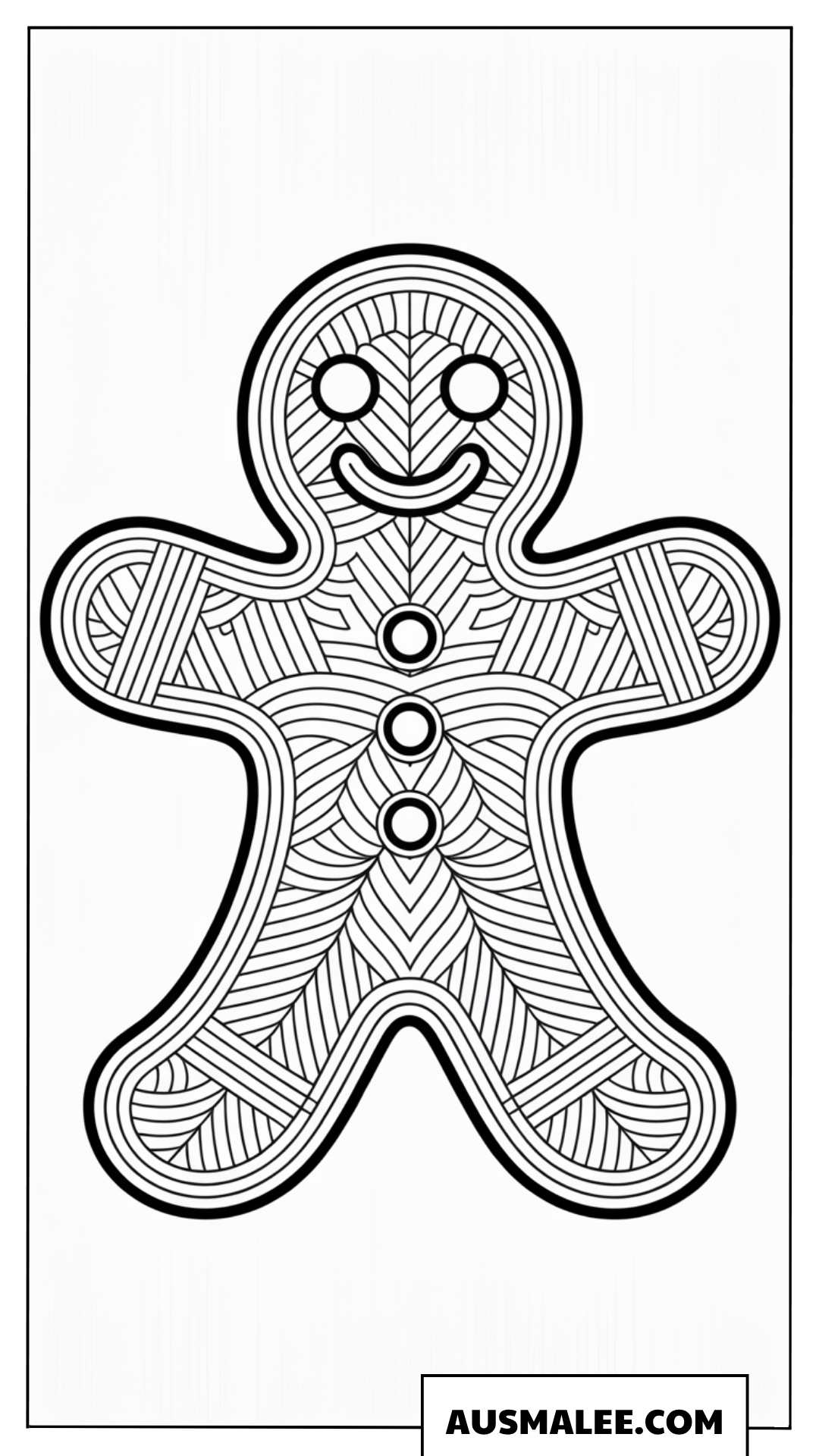 Ausmalbild Lebkuchenmann mit ornamentalen Mustern