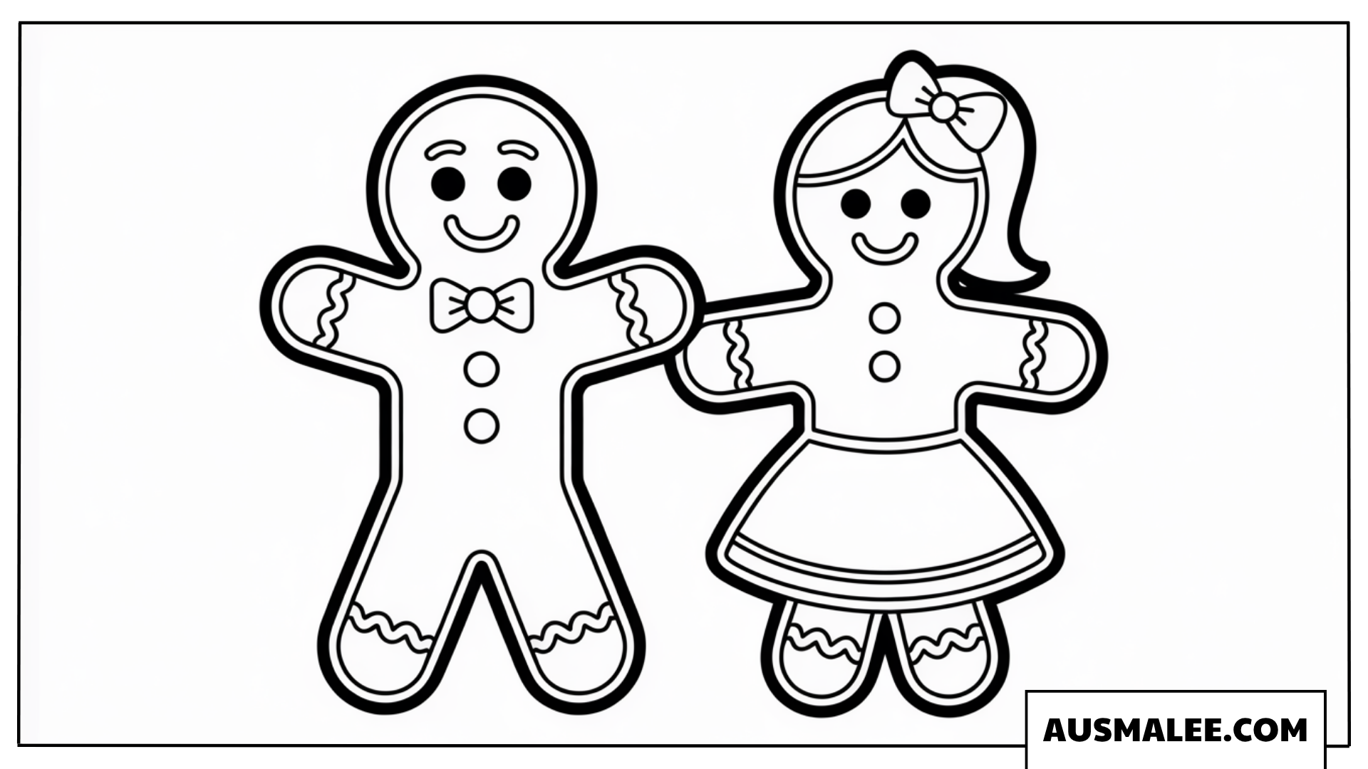 Ausmalbild Lebkuchenmann und Lebkuchenfrau Pärchen