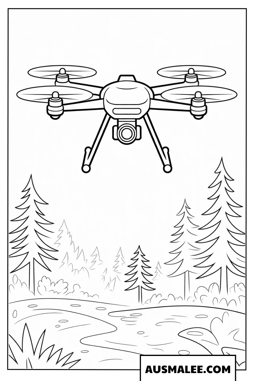 Ausmalbild Löschflugzeug bekämpft Waldbrand
