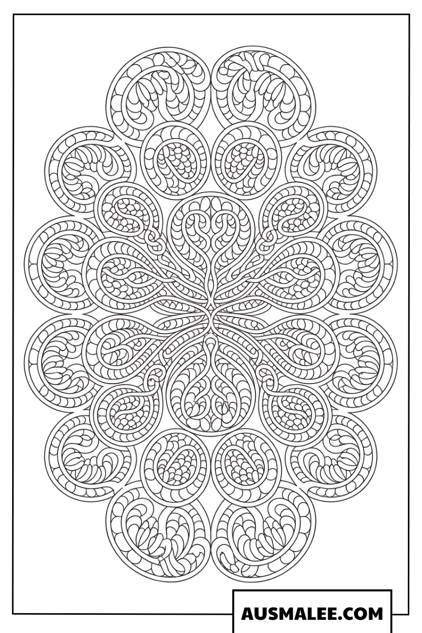Ausmalbild Löwenkopf im symmetrischen Mandala Stil