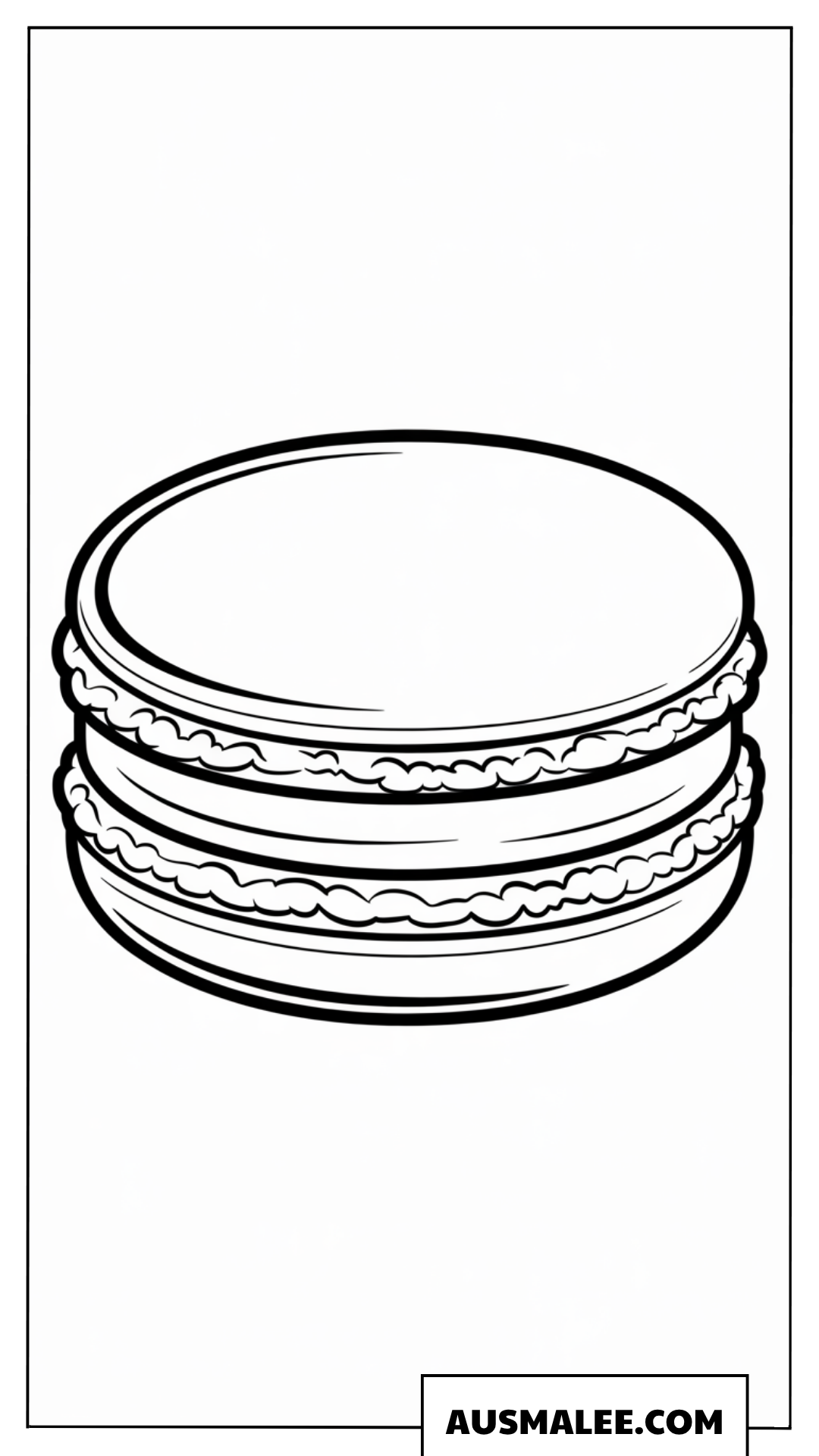 Ausmalbild Macaron mit Cremefüllung