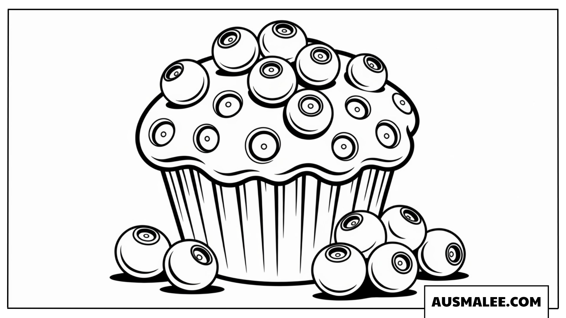 Ausmalbild Muffin mit Blaubeeren