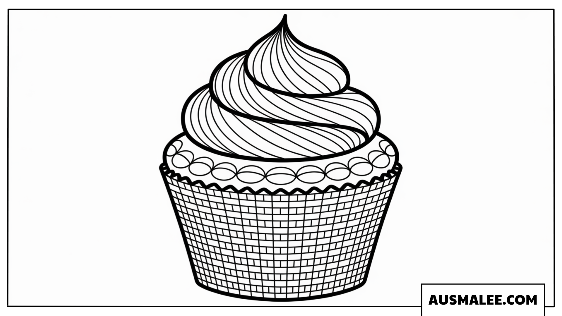 Ausmalbild Muffin mit geometrischem Zentangle-Muster