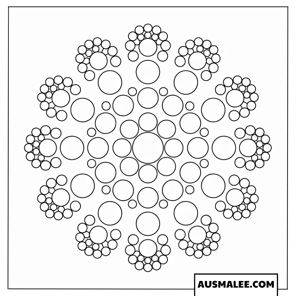 Ausmalbild Punkt Mandala in Form einer Sonne