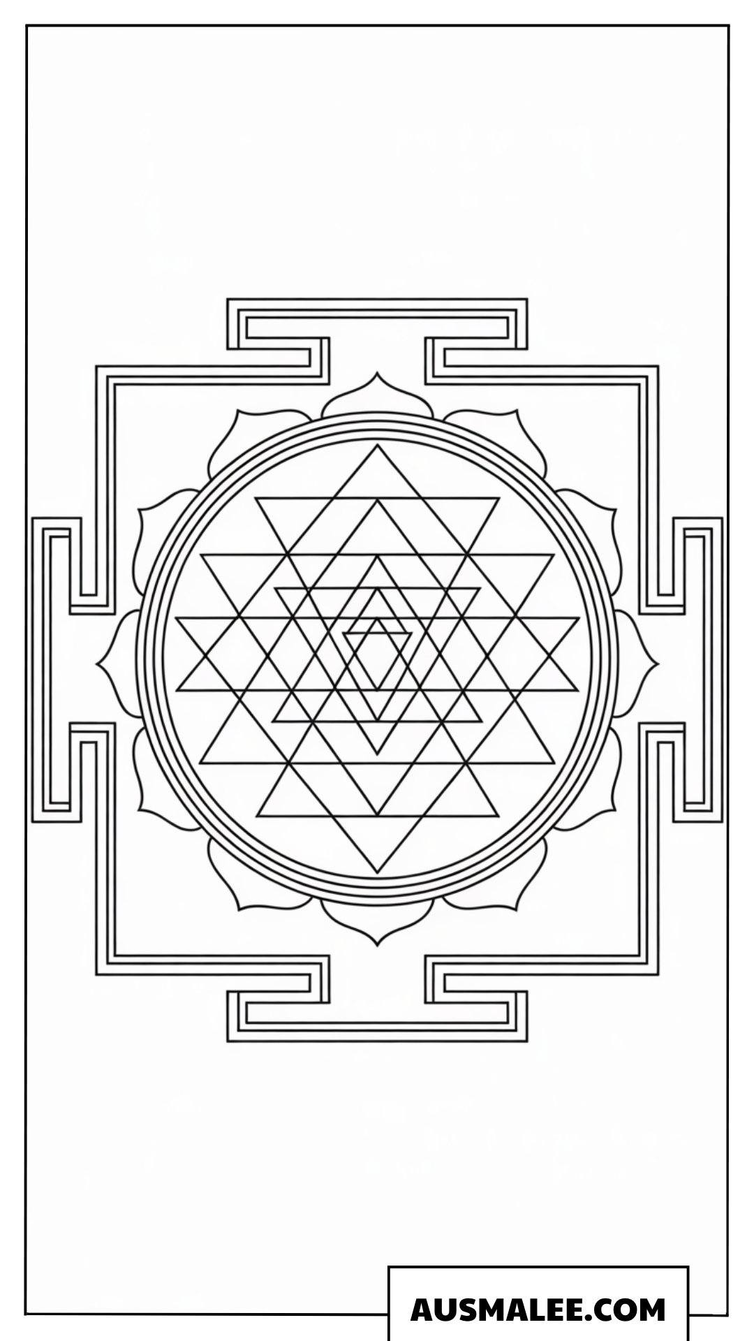 Ausmalbild Quadratischer Palast im geometrischen Stil