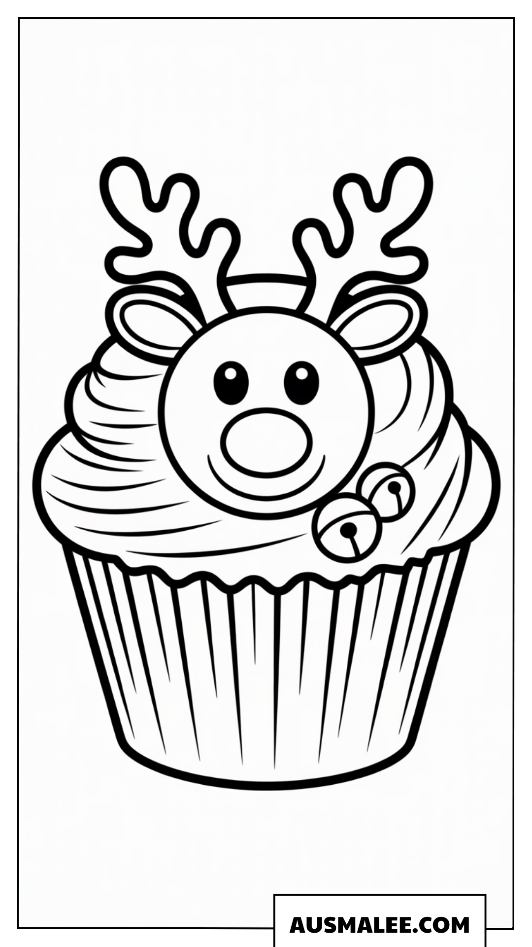 Ausmalbild Rentier-Muffin mit runder Nase