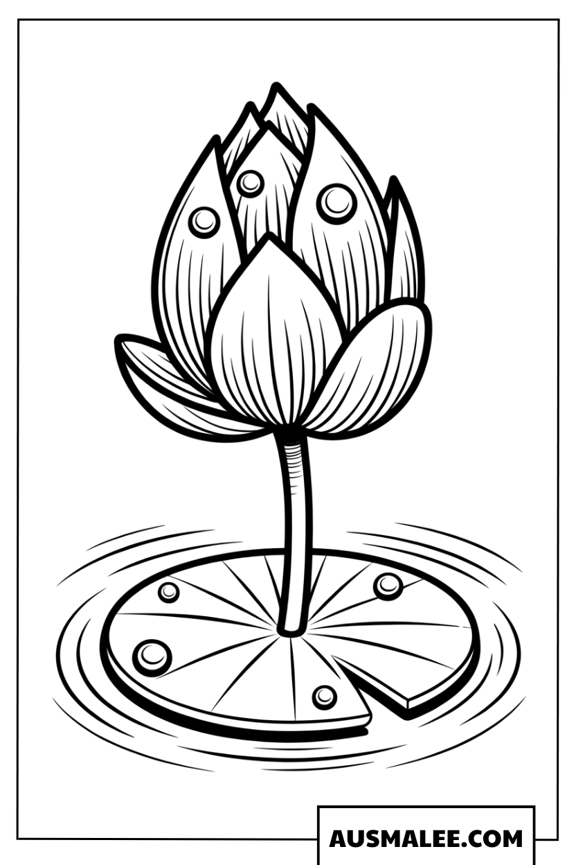 Ausmalbild Schöne Lotusblüte im Zen-Stil