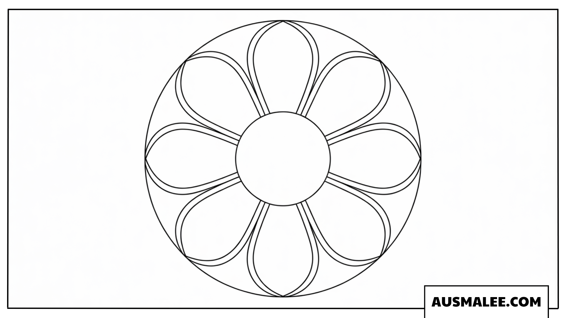 Ausmalbild Symmetrische Blüte im Kreis