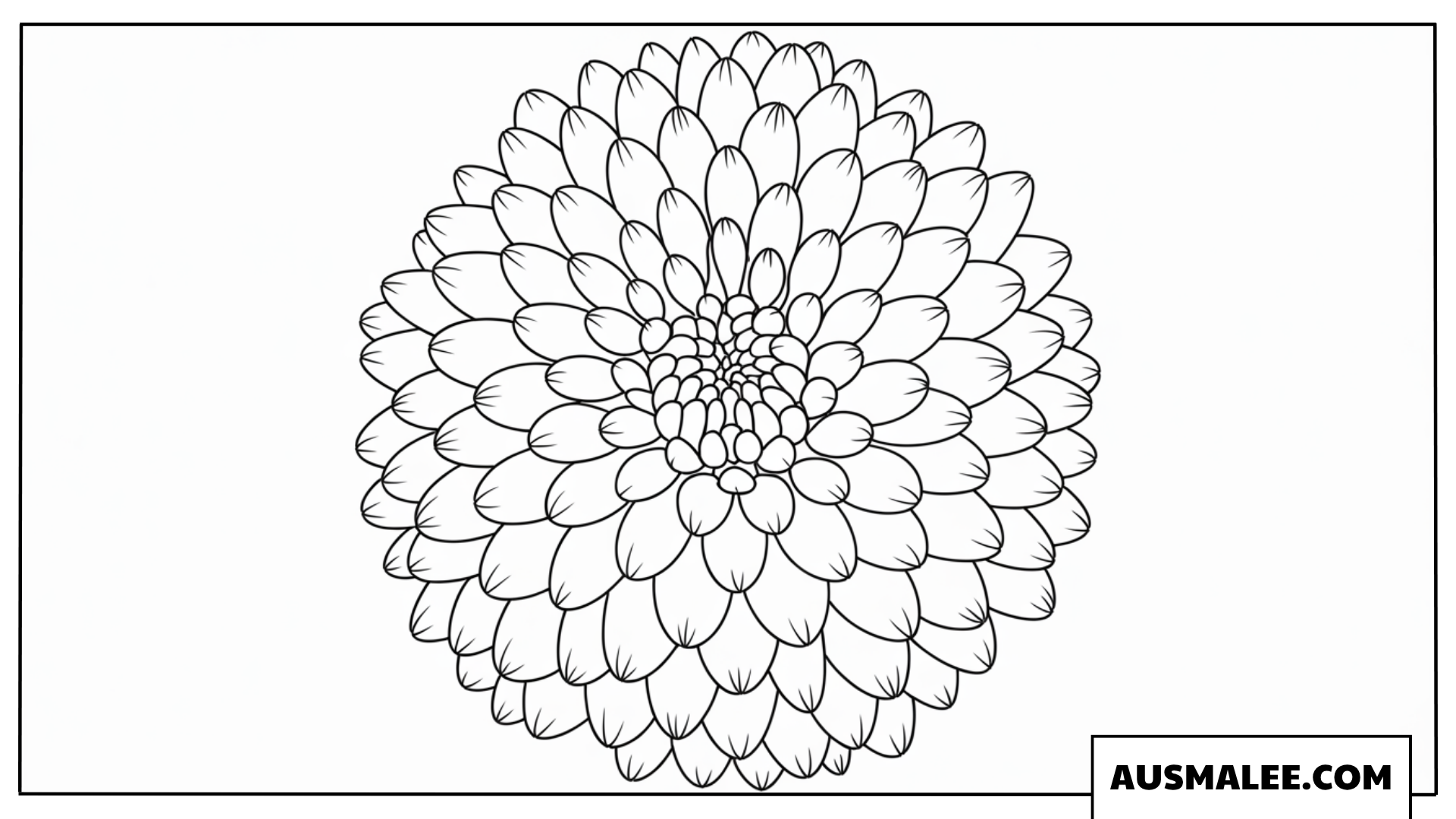 Ausmalbild Symmetrische Dahlie im Garten