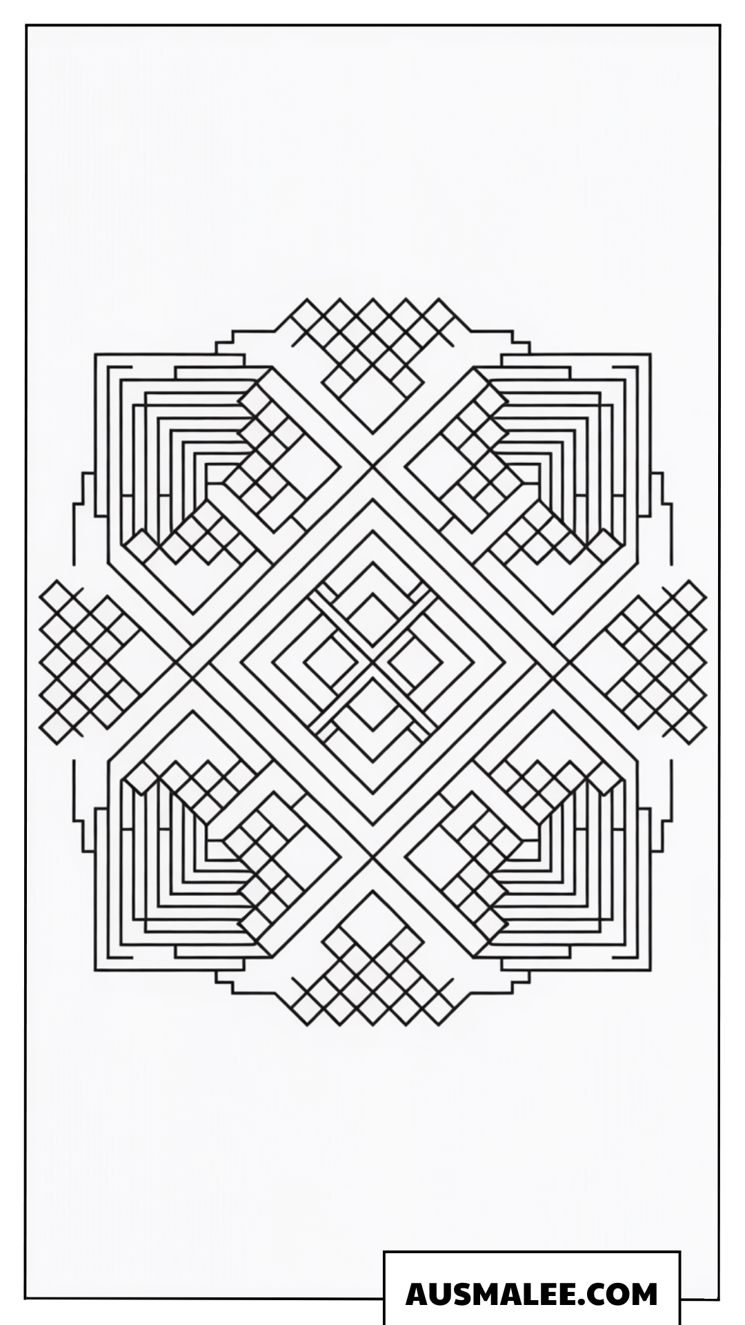 Ausmalbild Symmetrisches Muster aus Rauten und Linien