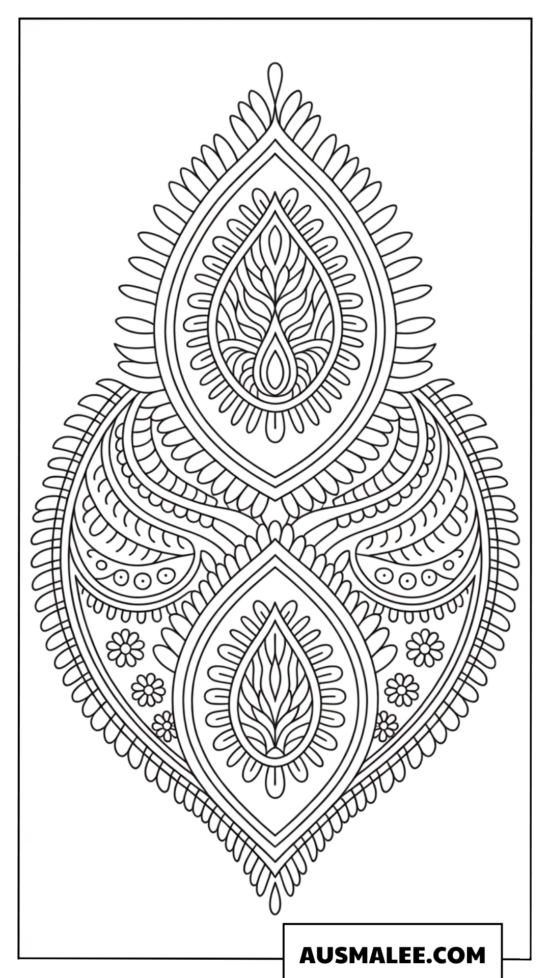 Ausmalbild Tattoo Vorlage im Paisley und Spitzenstil