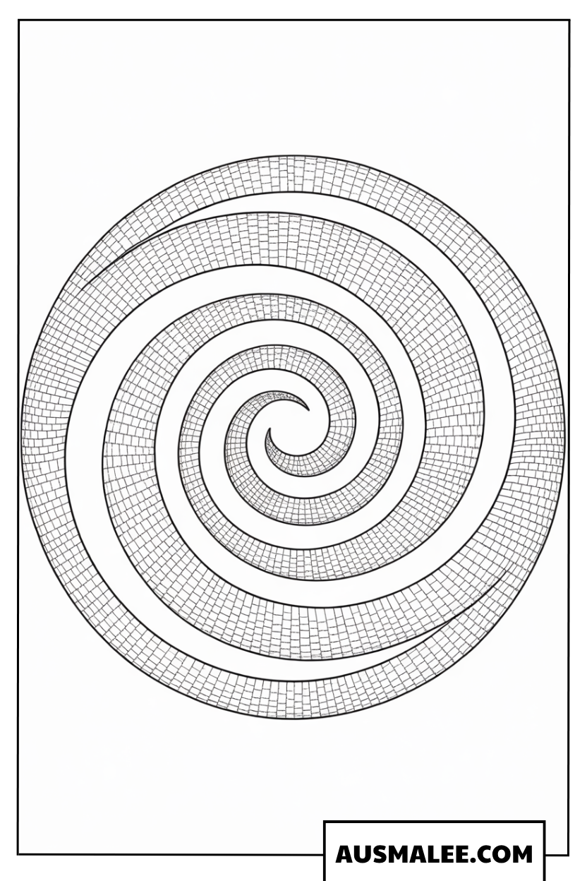 Ausmalbild Unendliche Spirale aus feinen Linien