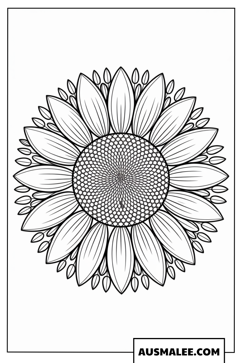 Ausmalbild Zartes Spitzen-Mandala aus kleinen Blumen