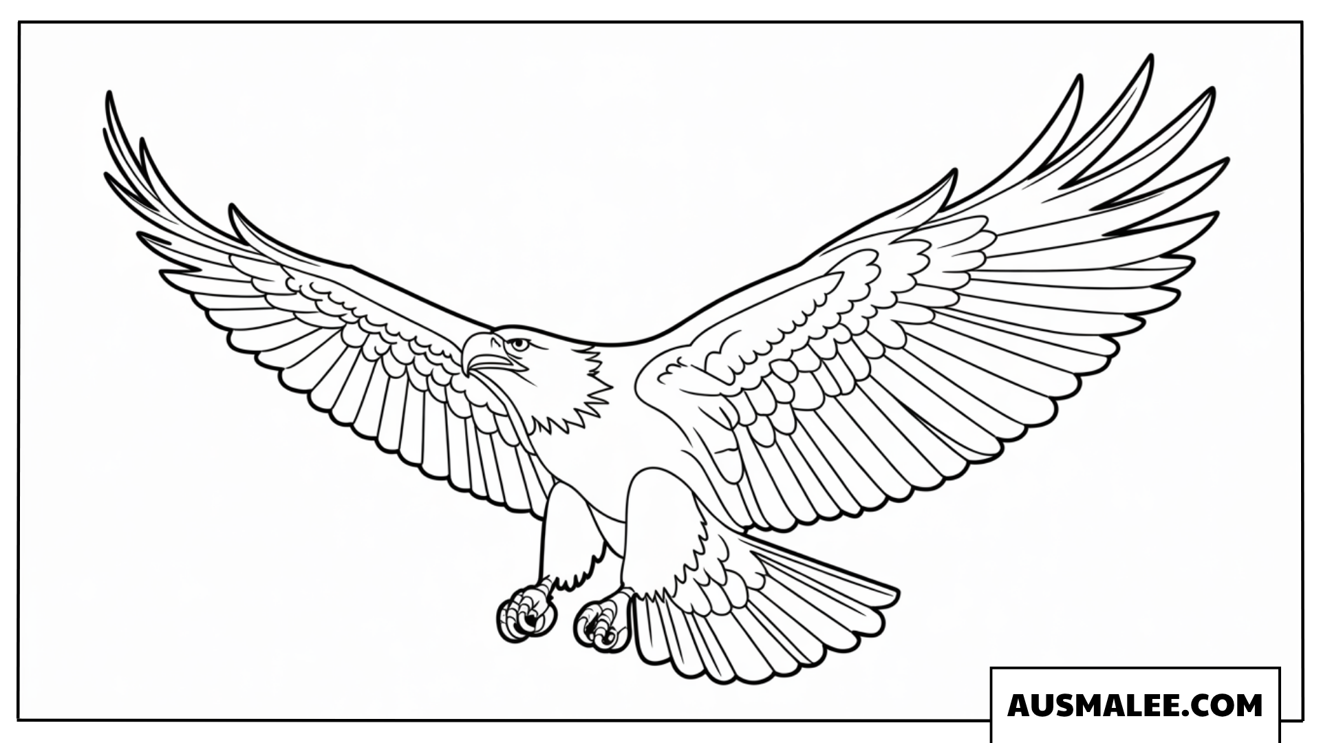 Ausmalbild eines mächtigen Adlers im Flug.
