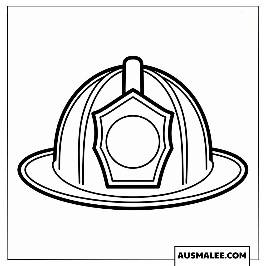 Ausmalbild einfacher Feuerwehrhelm