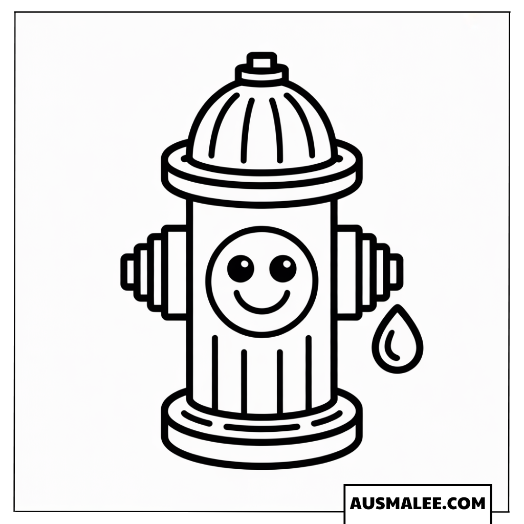 Ausmalbild fröhlicher Hydrant mit Smiley-Gesicht
