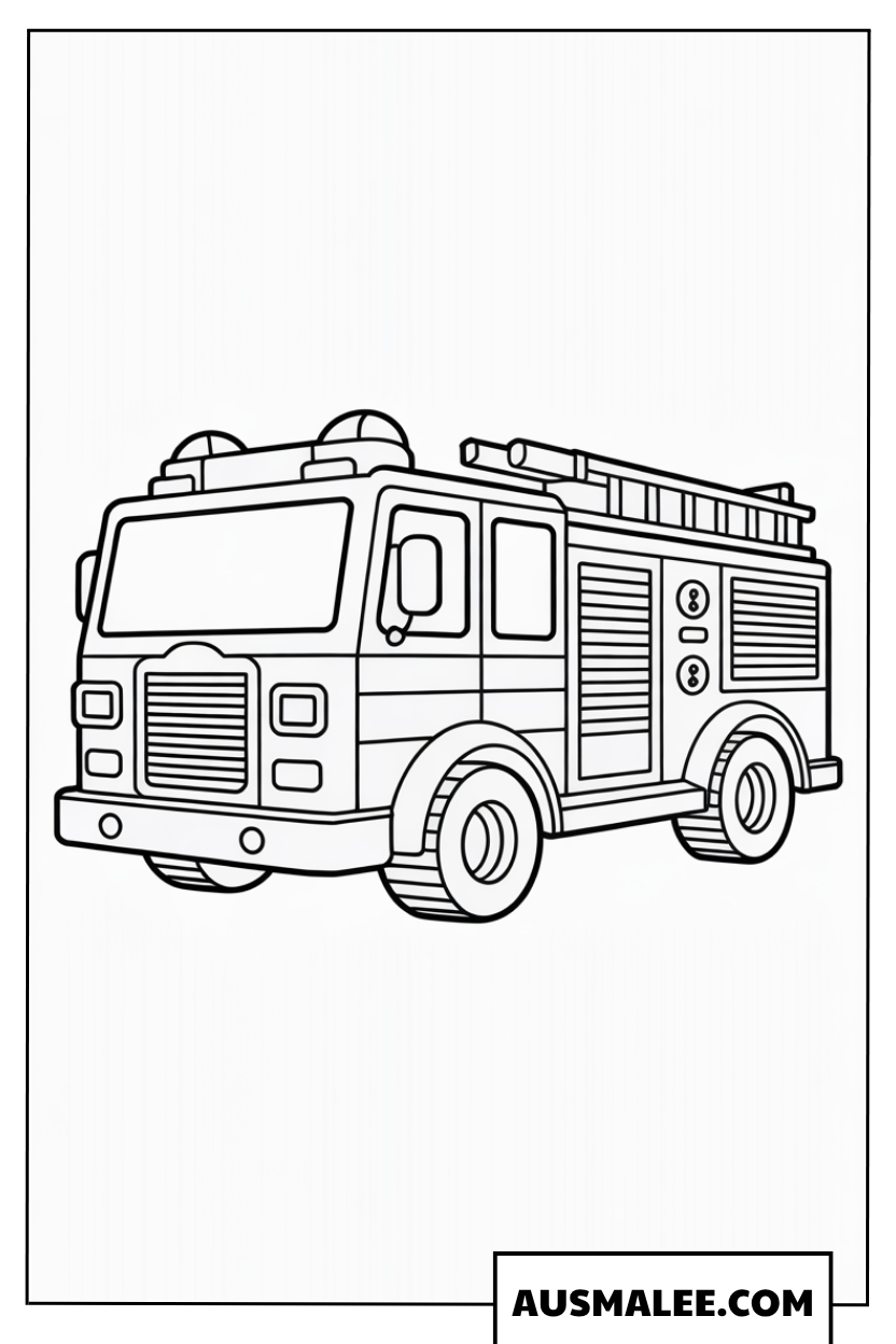Ausmalbild fröhliches Spielzeug-Feuerwehrauto