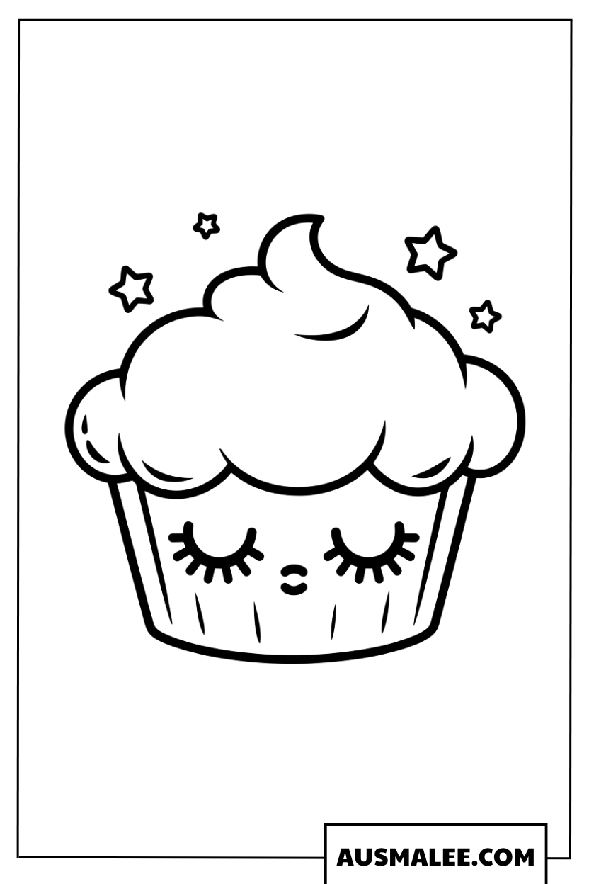 Ausmalbild schlafender Muffin