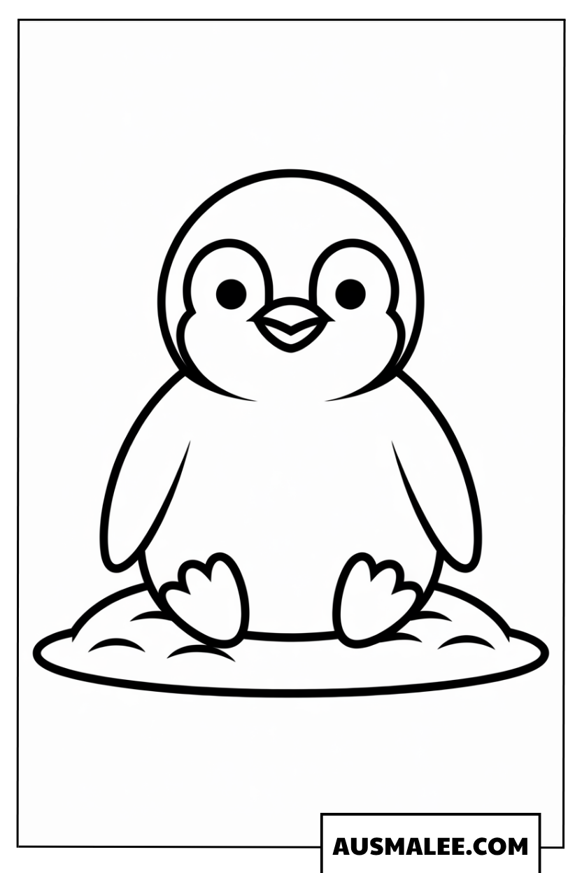 Baby Pinguin Ausmalbild im Schnee