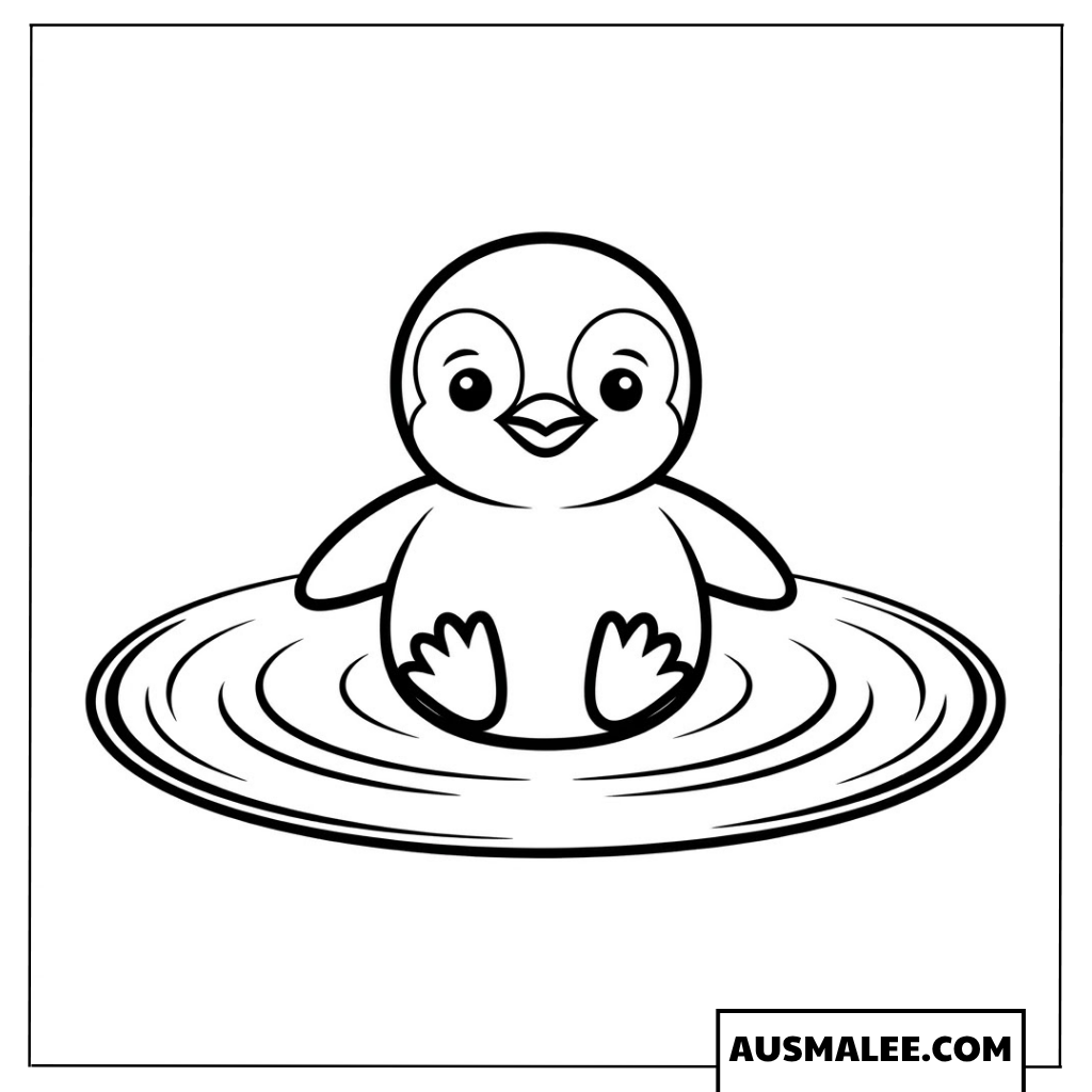 Baby Pinguin Ausmalbild im Wasser