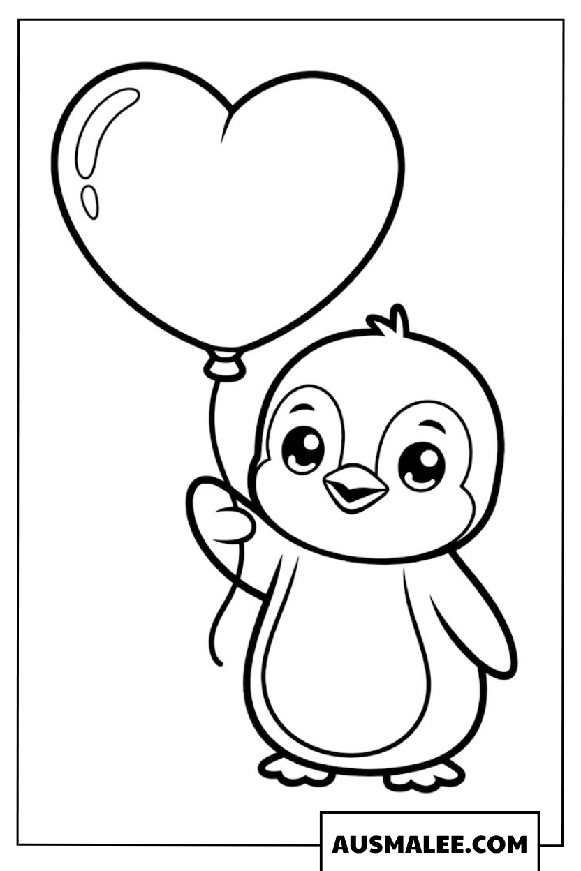 Baby Pinguin Ausmalbild mit Ballon