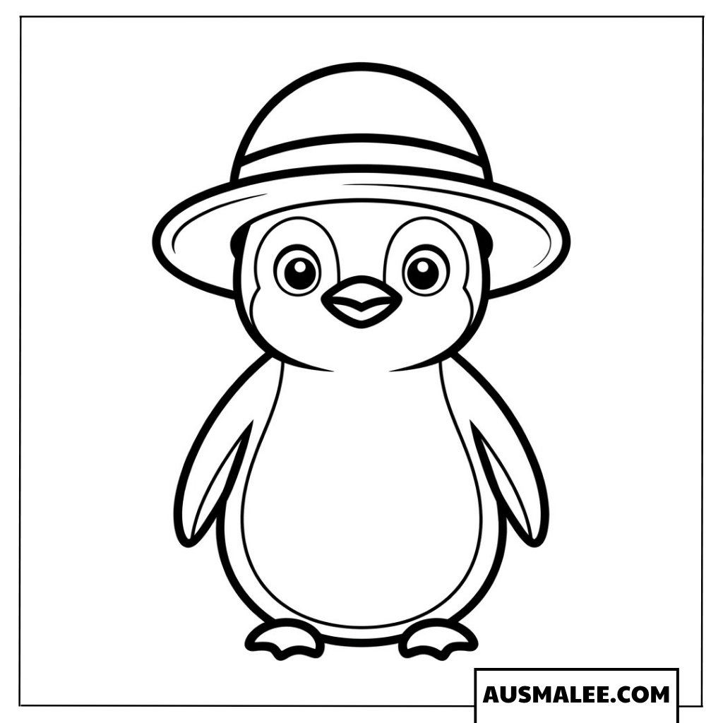 Baby Pinguin Ausmalbild mit Mütze