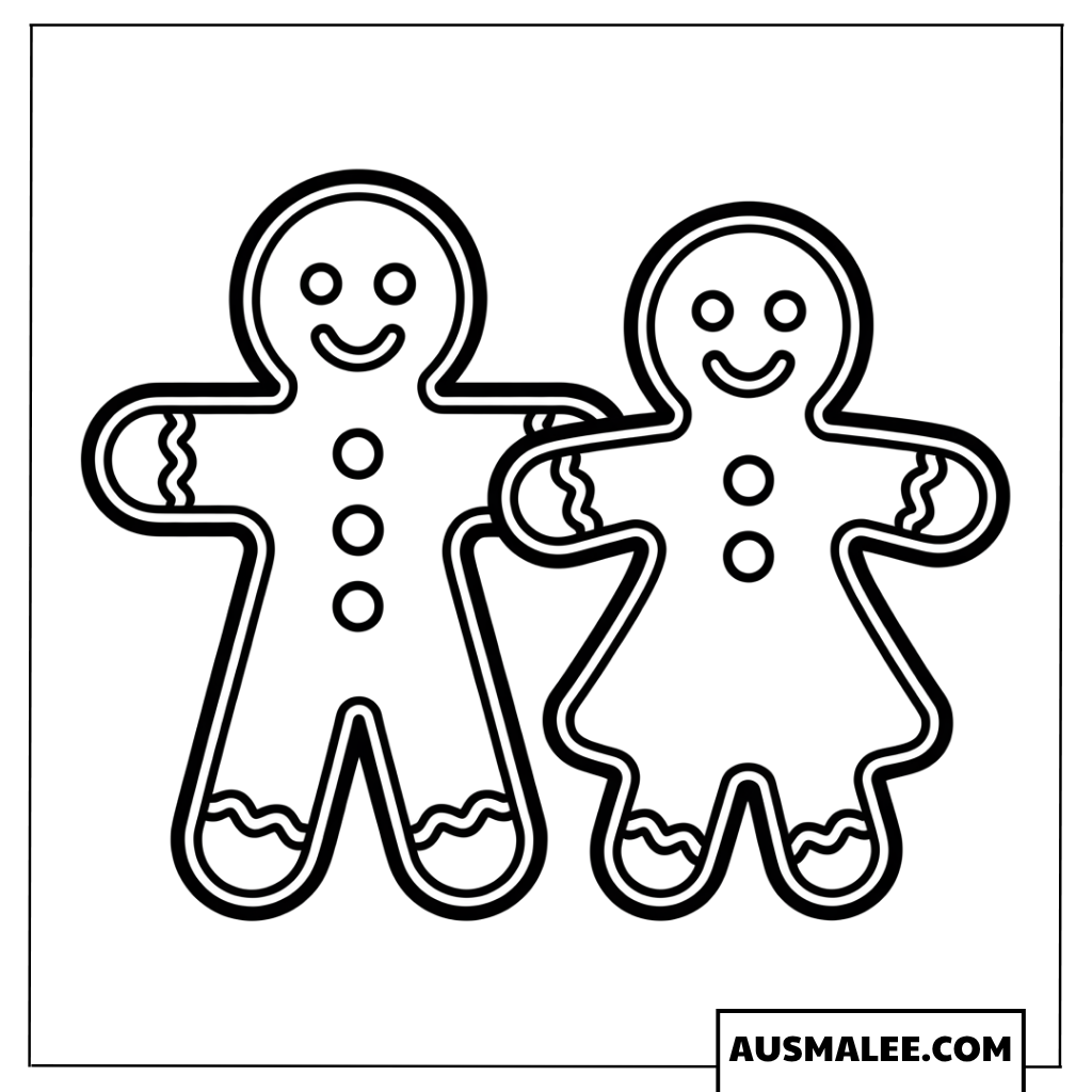 Fröhliches Lebkuchen-Pärchen Ausmalbild