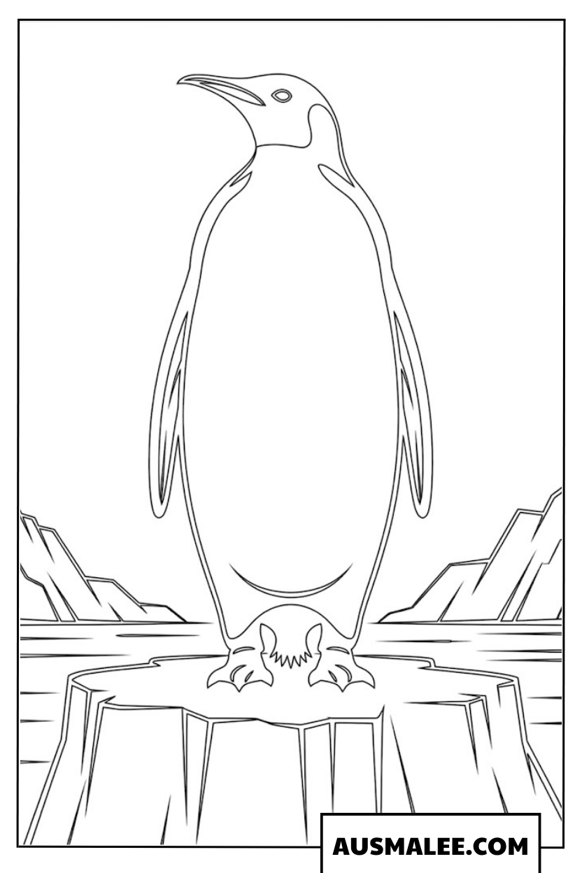 Kaiserpinguin Ausmalbild für Erwachsene