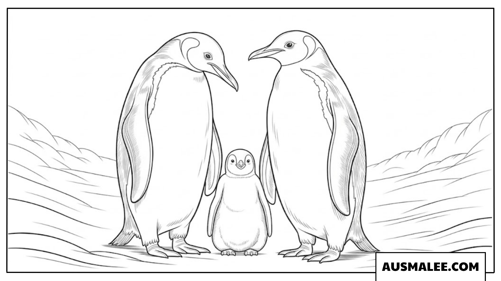 Kaiserpinguin Familie Ausmalbild