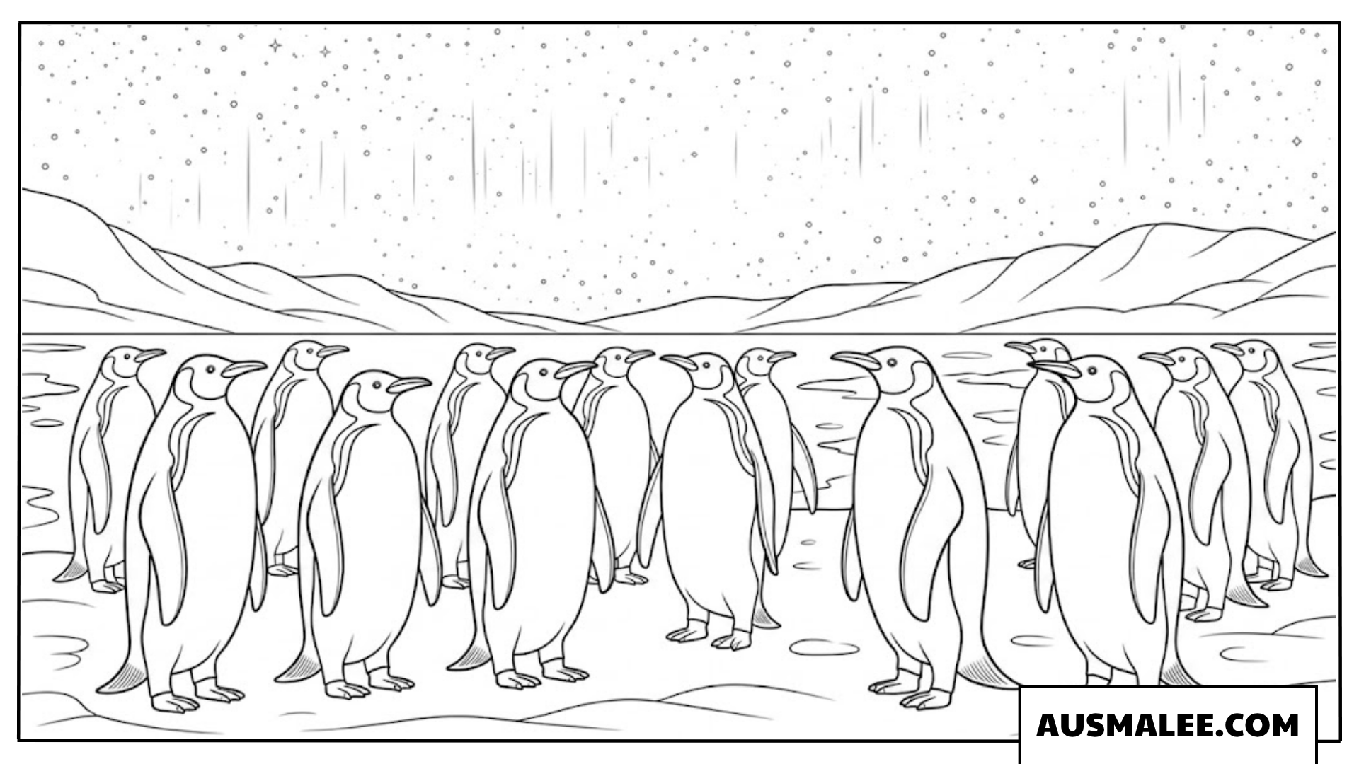 Kaiserpinguin Gruppe Ausmalbild