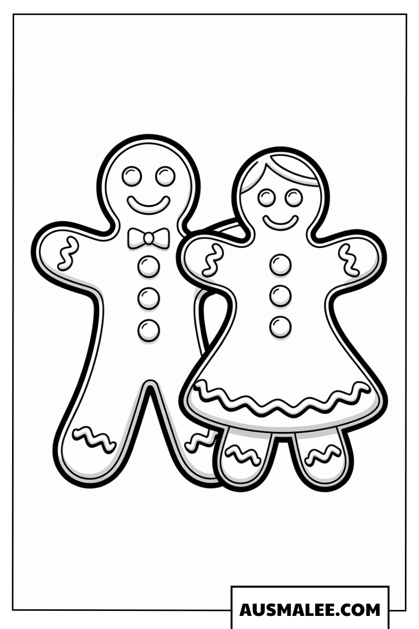 Klassisches Lebkuchen-Pärchen Ausmalbild