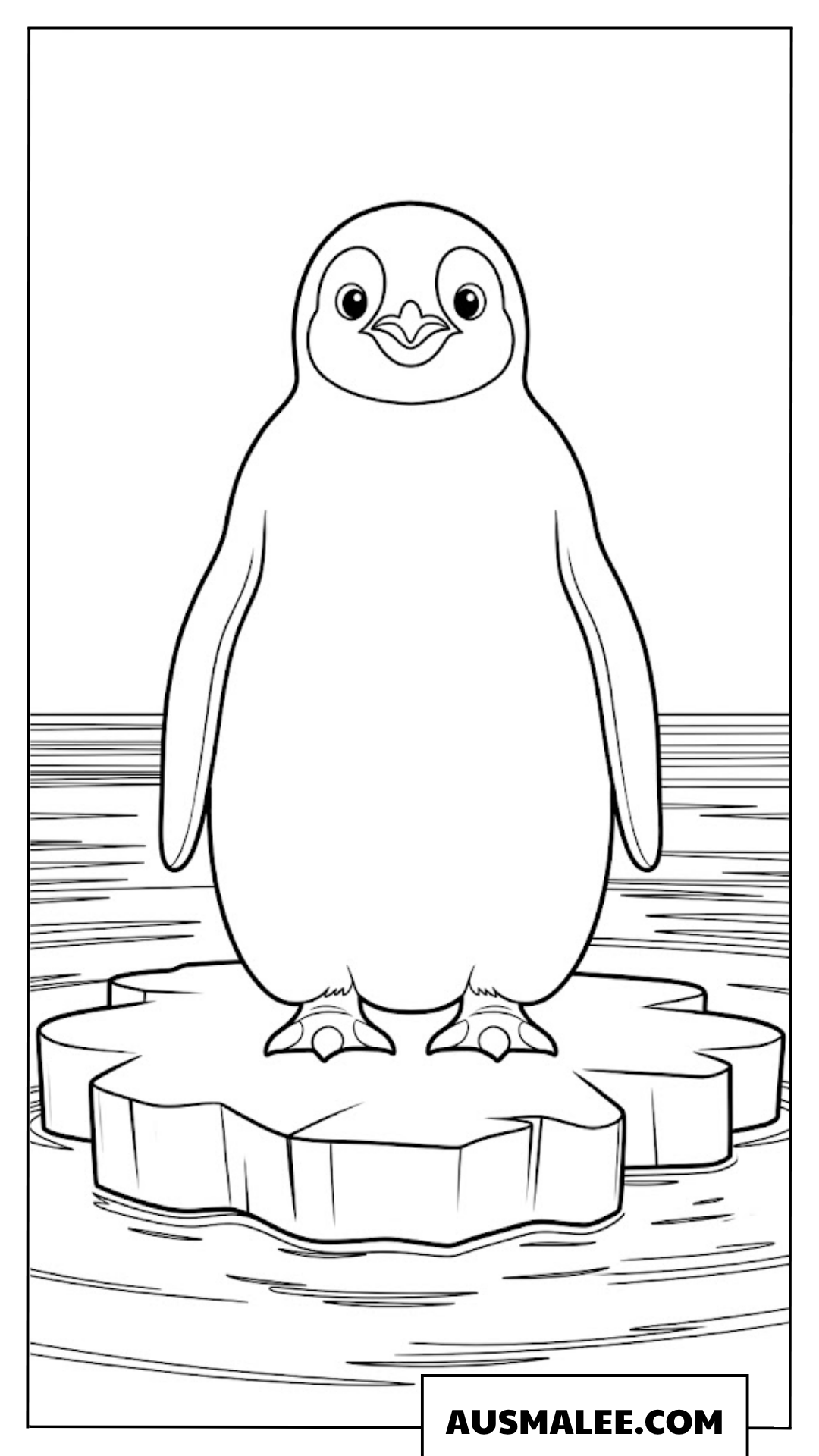 Pinguin Ausmalbild auf einer einsamen Eisscholle