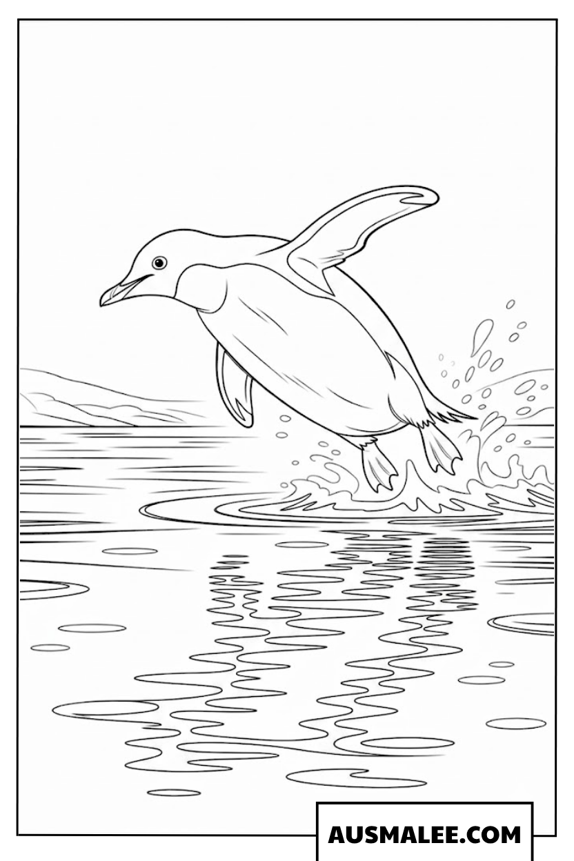Pinguin Ausmalbild beim Tauchen